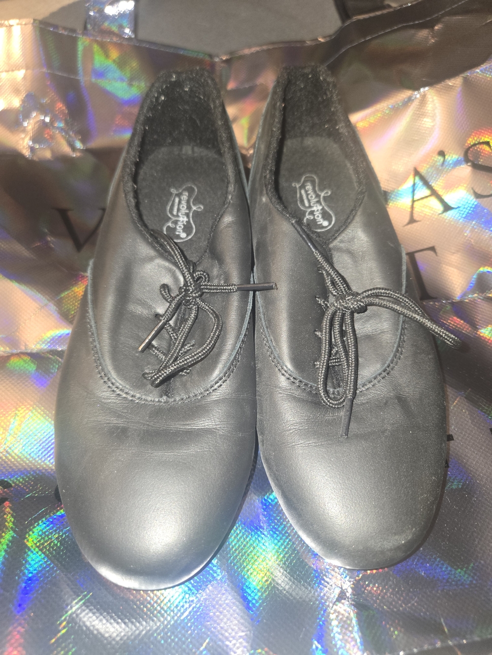 Capezio Black Leather Lace-Up Tap Shoes